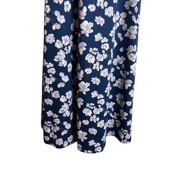 Pact Blue Floral Organic Cotton Sleeveless Fit & Flare Midi Dress Size L - Picture 7 of 11